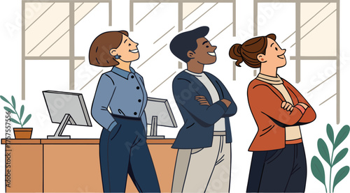 Confident Diverse Business Team Standing in Modern Office