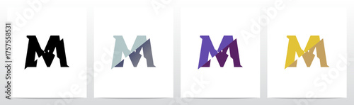 Slash Cut Slice Divides Letter Initial Logo Design M