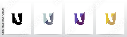Slash Cut Slice Divides Letter Initial Logo Design U