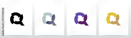 Slash Cut Slice Divides Letter Initial Logo Design Q