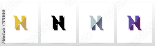 Slash Cut Slice Divides Letter Initial Logo Design N