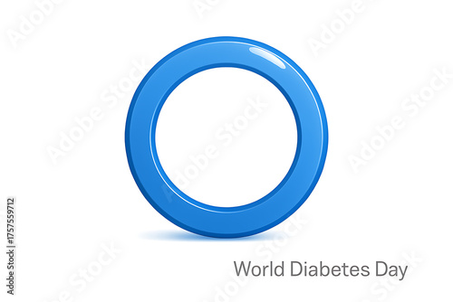 Blue circle symbol for world diabetes day awareness, medical health campaign logo representing global fight against diabetes