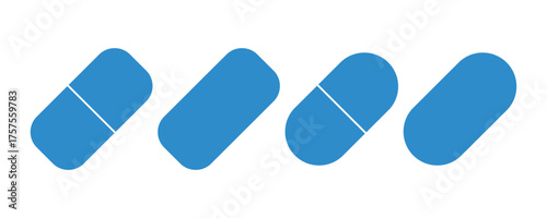 Set of medicine capsule and pill, vector illustration.