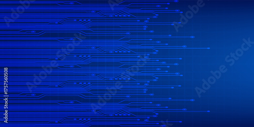 Wallpaper Mural Abstract AI circuit board background. Technology connected blue lines with electronics elements on tech bg. Computer motherboard with a chip, processor, and semiconductor. Torontodigital.ca