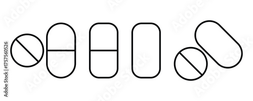 capsule icon vector outline symbol or illustration