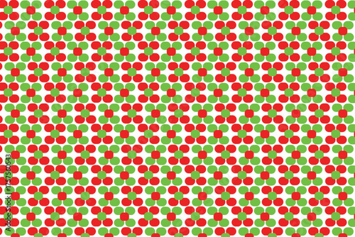 Seamless red and green geometric pattern ideal for Christmas, textile, wallpaper, and festive designs.