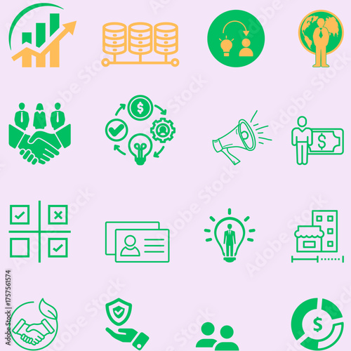 Vector collection of green eco and environmental business icons set for web design