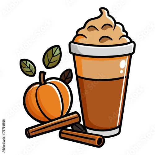 A coffee cup resting on a bed of colorful autumn leaves
