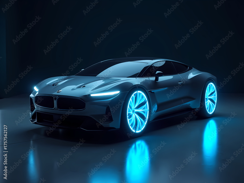 Fototapeta premium fast car on black background