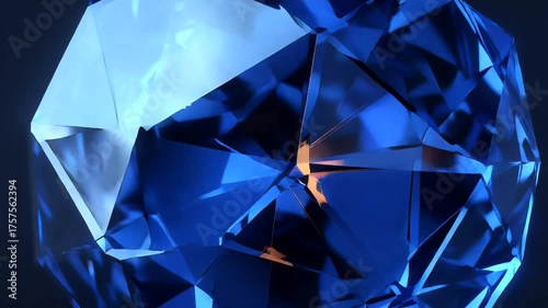 Close-up of a stunning blue crystal showcasing intricate facets and reflections