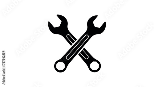 Two crossed black wrenches icon spanner tools