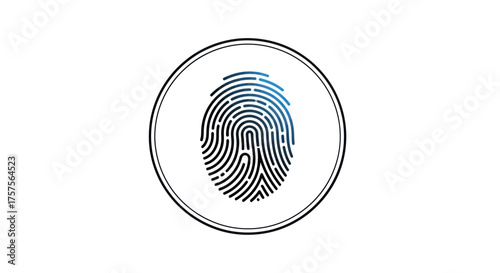 Modern Digital Fingerprint Icon with Blue Gradient in Circular Frame.