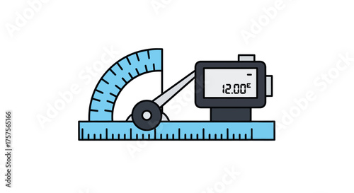 Digital Angle Finder with Protractor and Ruler Display.