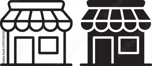 shopfront icon duo outlined and solid vector ai eps png jpeg retail map business symbol
