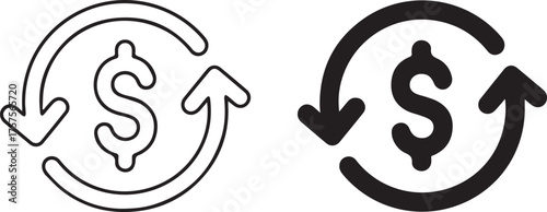 dollar exchange circular arrows icon set financial transaction vector in outline and solid styles ai eps png jpeg