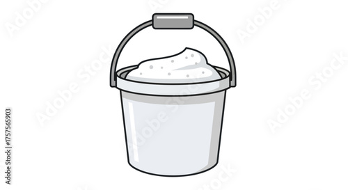 White Bucket Filled with Creamy Substance Illustration.