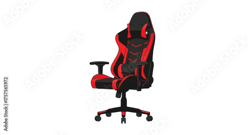 Ergonomic Red and Black Gaming Chair with Adjustable Armrests.