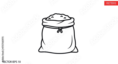 Line Art Illustration of a Full Sack of Grain.