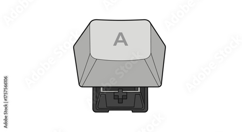 Isolated Gray Keyboard Key with Letter A.