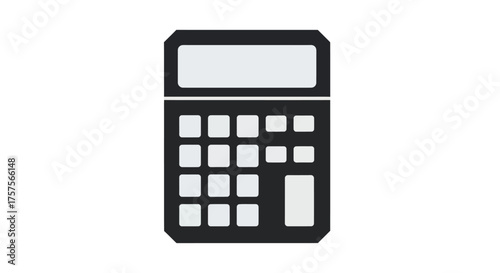 Simple Black and White Calculator Icon with Display.