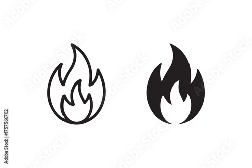 flame icons outline and solid vector set ai eps jpeg png editable logo symbol for print and web