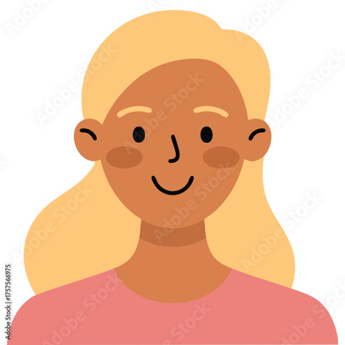  Happy young woman with brown ponytail and rosy cheeks vector art