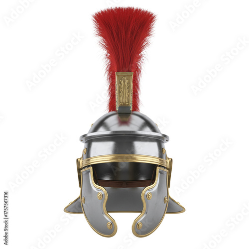 Foto Ancient roman centurion helmet with red crest