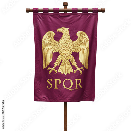 Cuadro en lienzo Ancient Roman Legion standard with golden eagle and SPQR