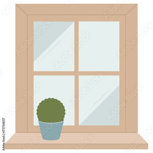  Indoor plants in pots on a windowsill flat style vector