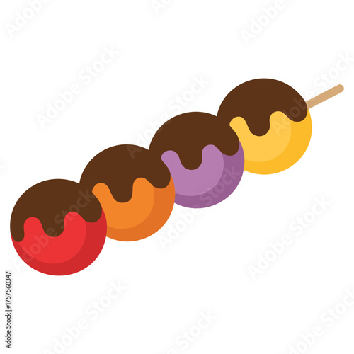  Japanese traditional hanami dango dessert on a stick