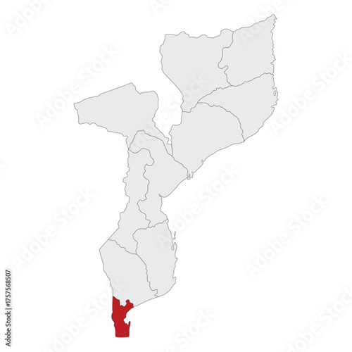 Mozambique map with Gitega city. Map of Mozambique with capital city Gitega.