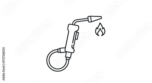 Line art illustration of a blowtorch with flame.