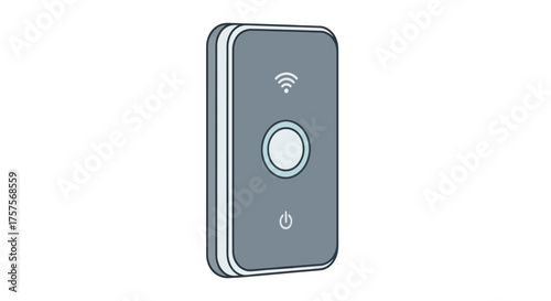 Gray Portable WiFi Hotspot Device with Button and Antenna Symbol.
