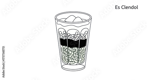 Es Cendol: A refreshing Indonesian dessert drink with ice and green jelly.