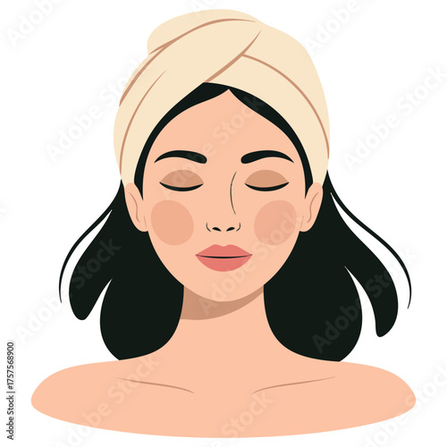  Skin care concept with a girl and beauty products