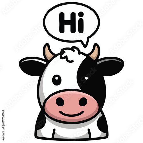  Adorable cute cow sticker vector illustration design
