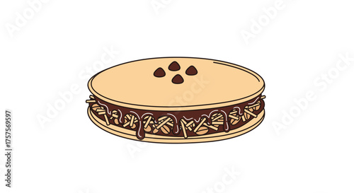 Delicious Cartoon Pancake with Chocolate Chips and Nutty Side Toppings.