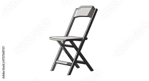 Simple Folding Chair with Metal Frame and White Seat.