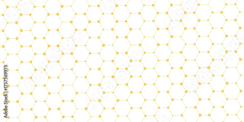 Watercolor orange and yellow geometrical honey comb pattern.
