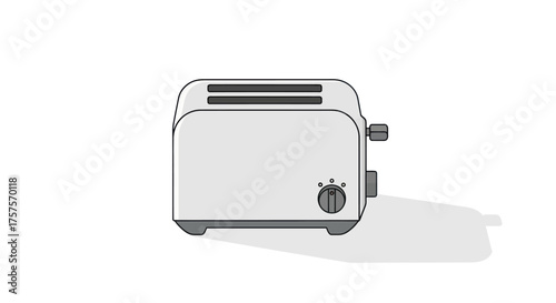 Simple Toaster Illustration with Two Slots and Control Knob.