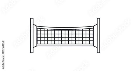 Simple Line Drawing of Sports Net with Posts.