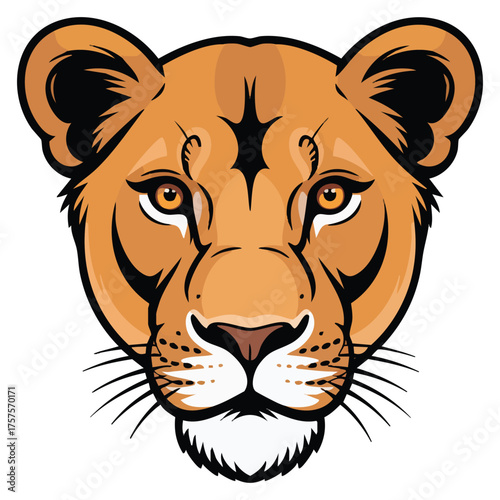  Wild lioness head mascot on a white background