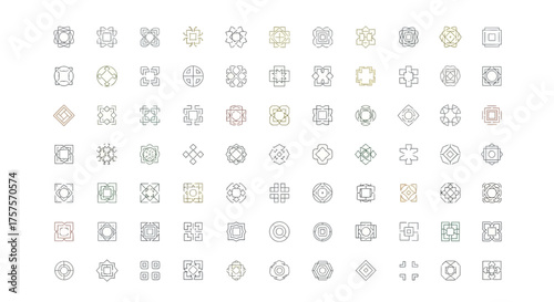 Vector illustration of vector art of collection of abstract geometric shapes and icons