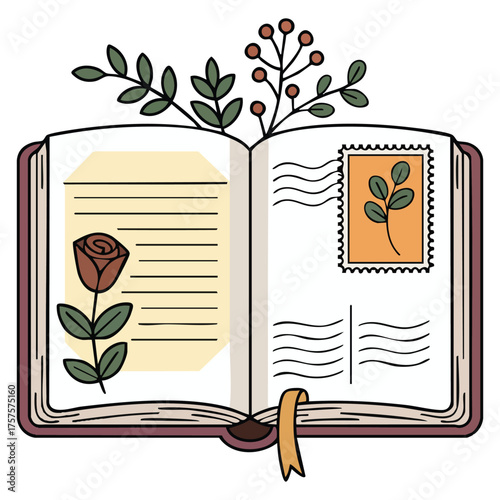 Herbarium dried leaves flowers