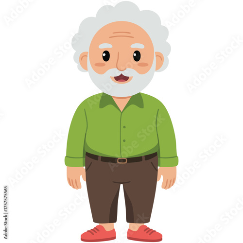 Elderly man character portrait isolated vector illustration on white background