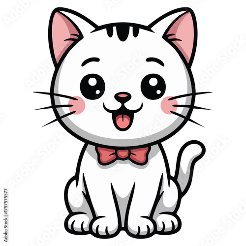 Little kitty devil in kawaii style isolated vector illustration on white background
