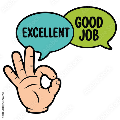 Good job approval recognition compliment isolated vector illustration on white background