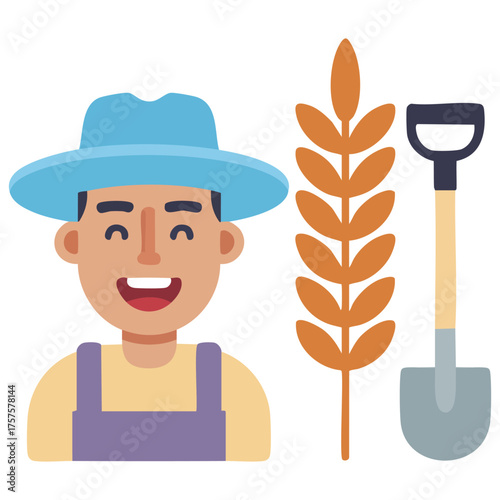 Countryside sharecropper farm worker isolated vector illustration on white background