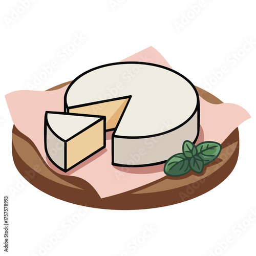 Camembert cheese brie French food isolated vector illustration on white background