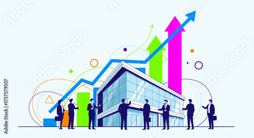 Business Growth and Financial Success with Team Collaboration.